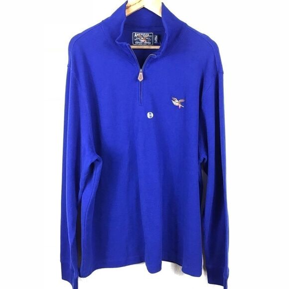 American Living Royal Blue Half Zip Up Pullover - Picture 1 of 5